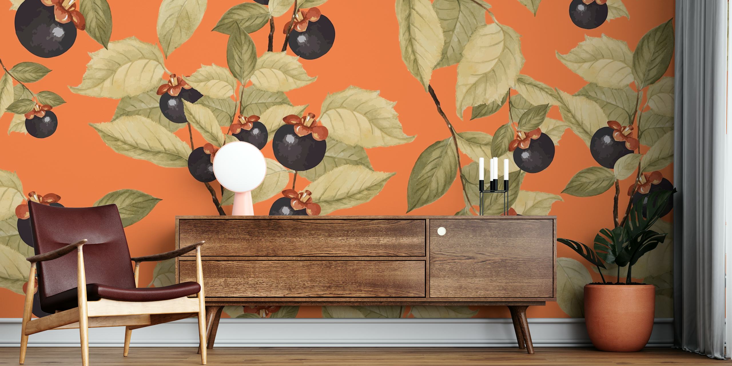 Fruit Orange wallpaper pattern in a room