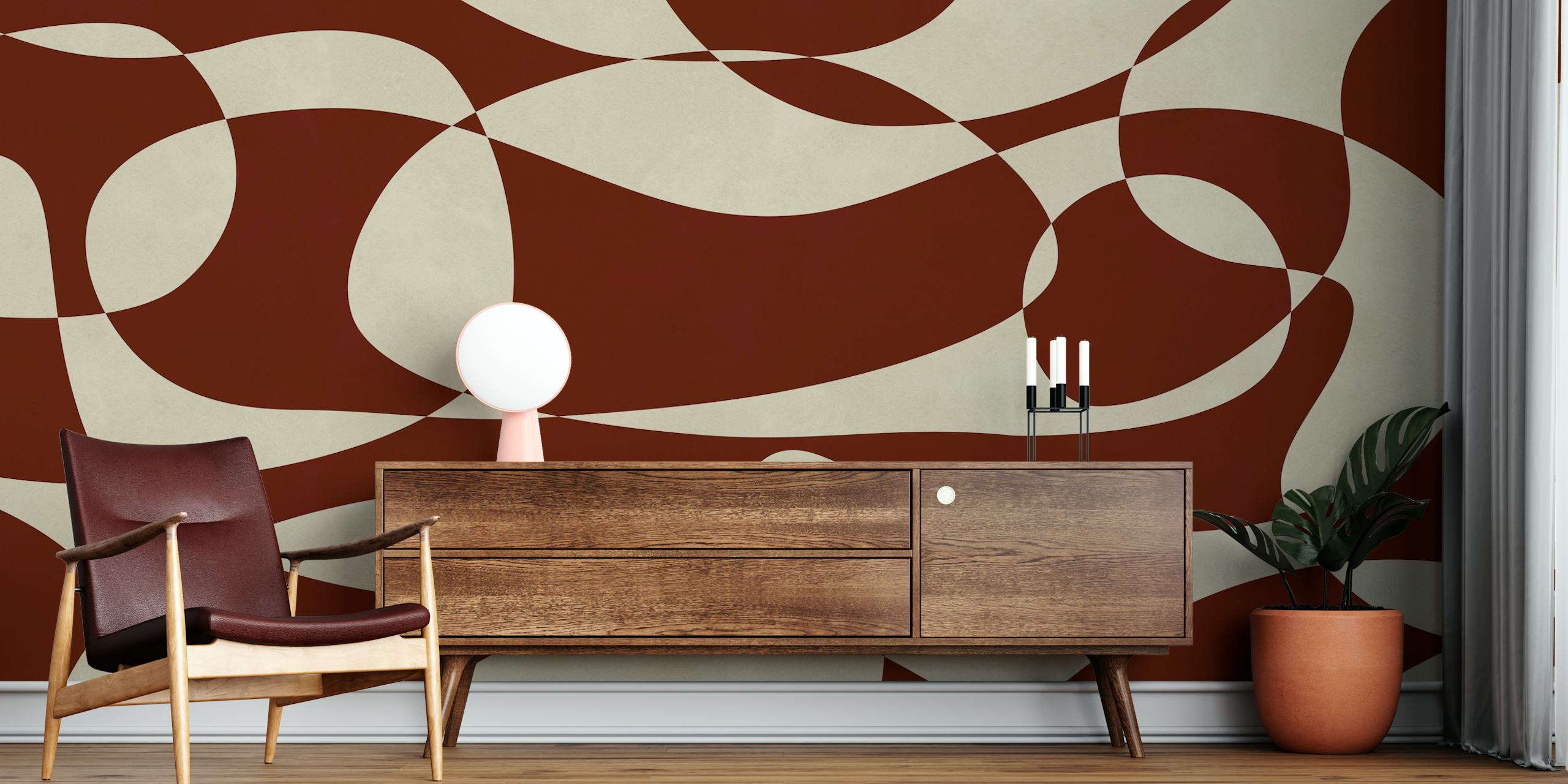 Abstract swirls wallpaper in a room