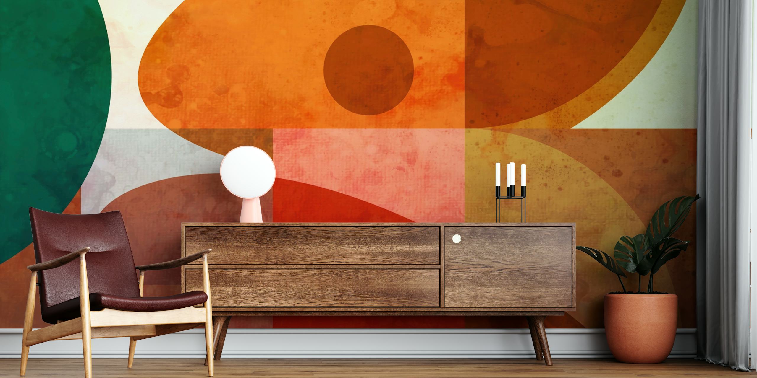 Earthy Abstract Shapes papel pintado en una habitación