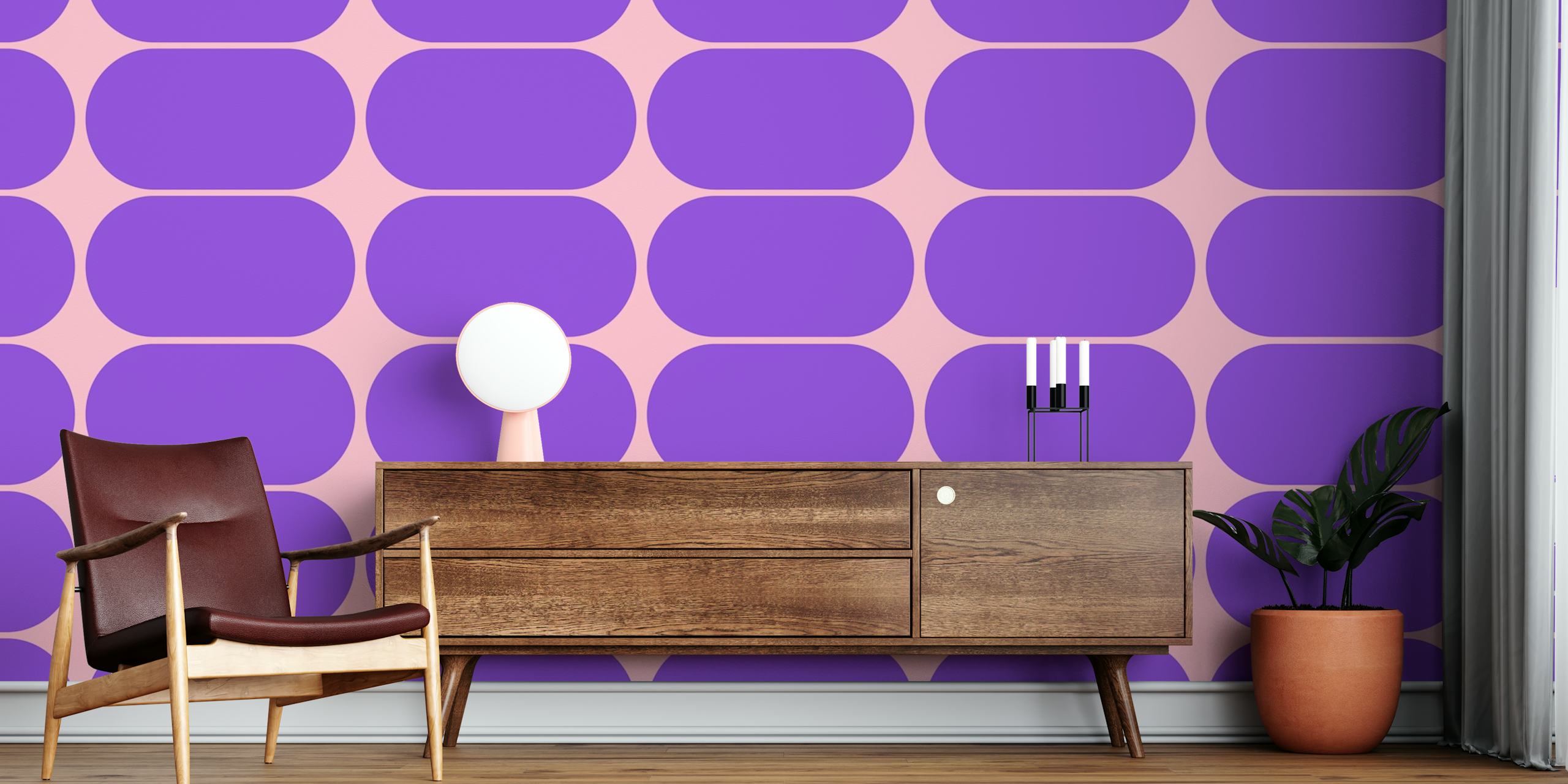 Mid-Century Pebbles tapet i ett rum