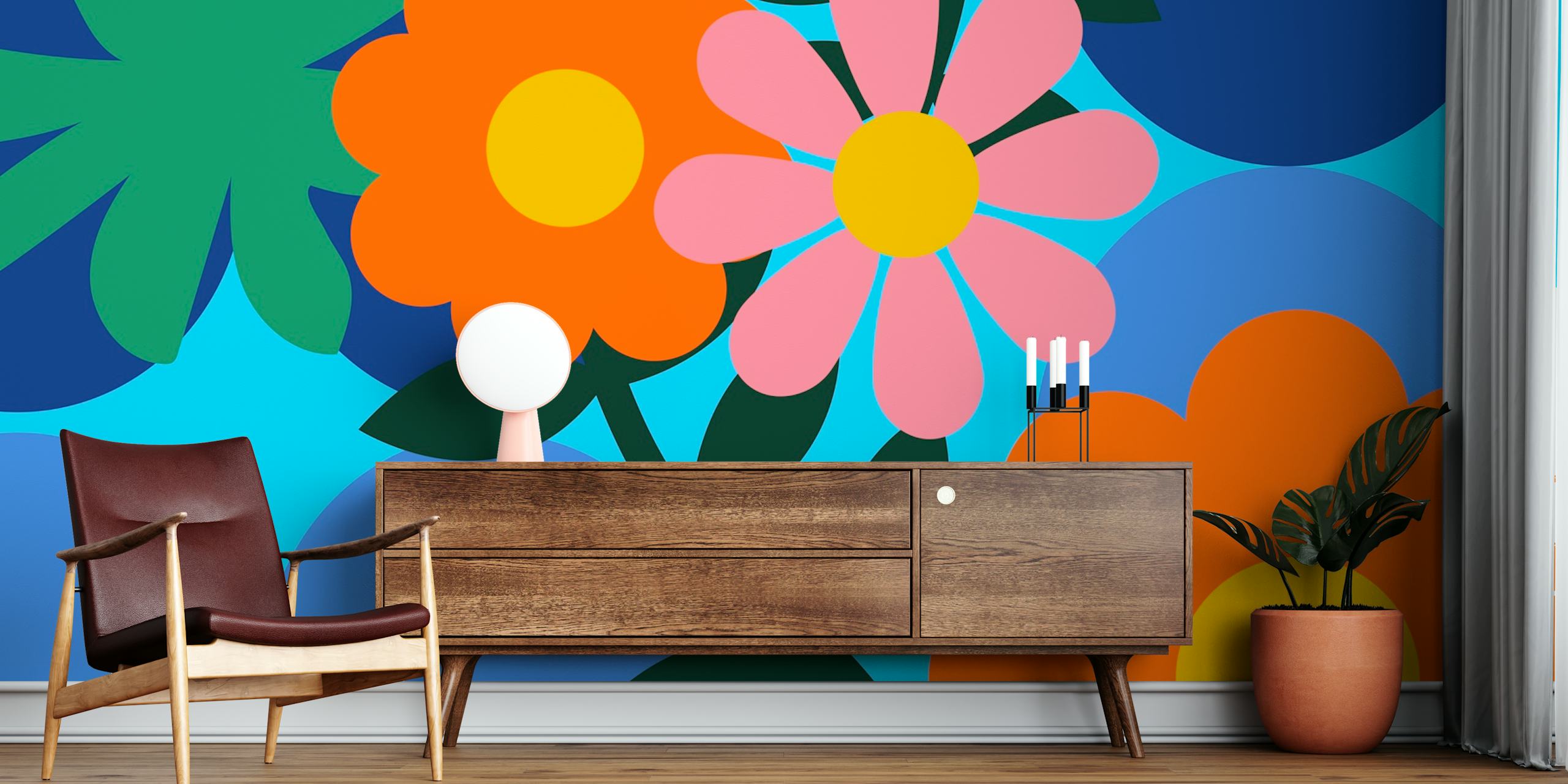 Pop Art Florals wallpaper in a room
