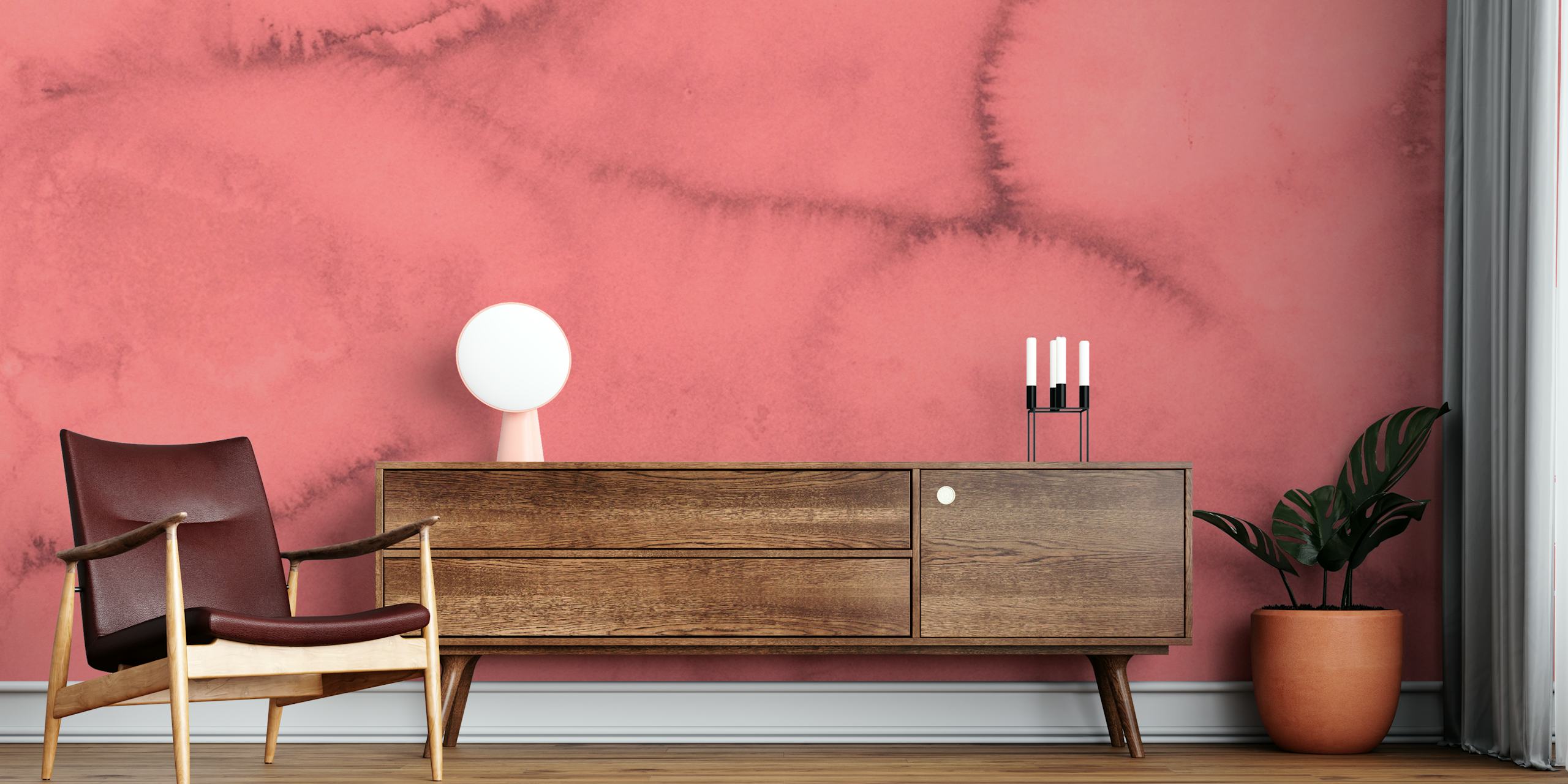 Carta da parati Blushing Coral Hues in una stanza