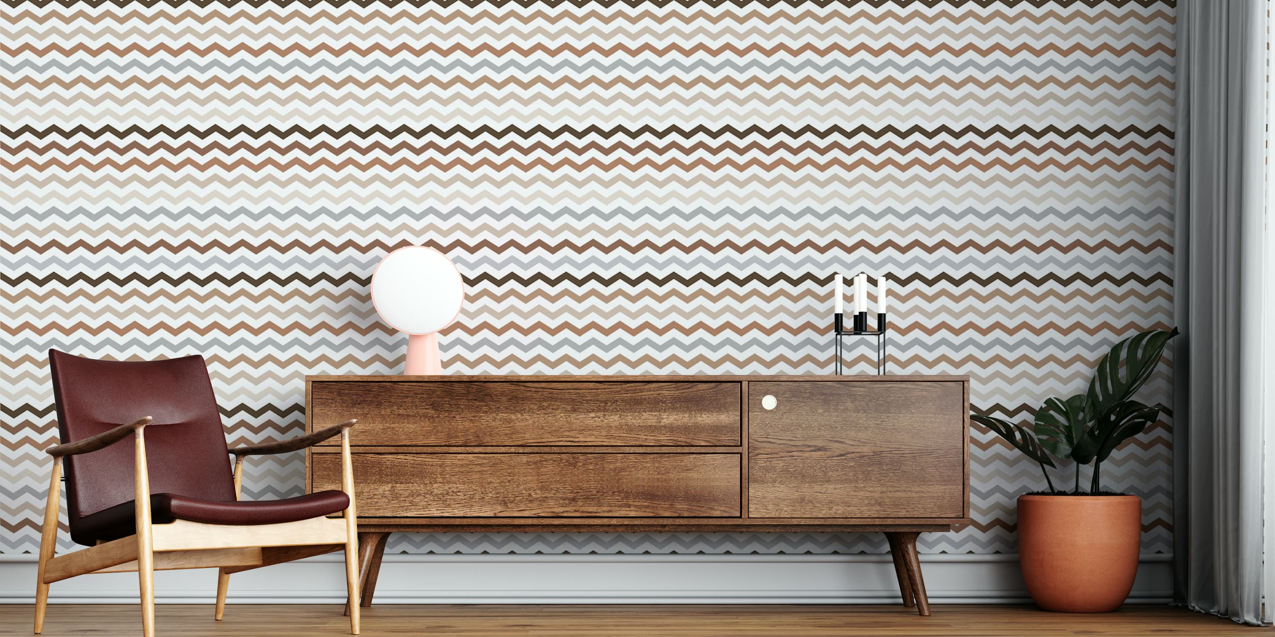 Carta da parati Striped Scandi Wave in una stanza